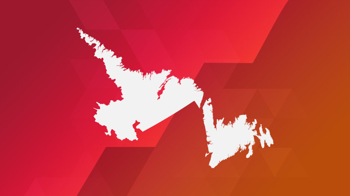 A map outline of the Canadian province of Newfoundland and Labrador