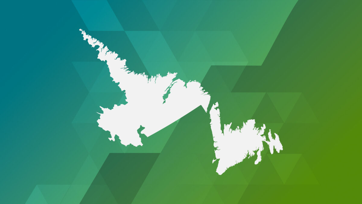 A map outline of the Canadian province of Newfoundland and Labrador