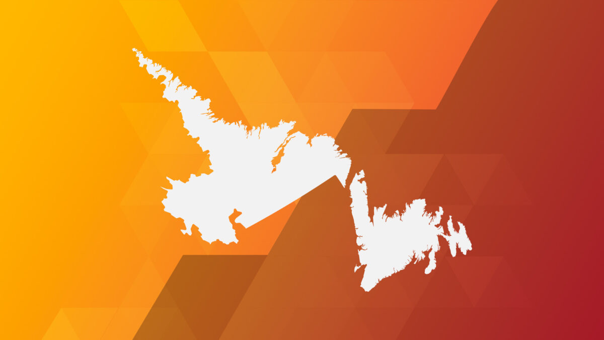 A map outline of the Canadian province of Newfoundland and Labrador