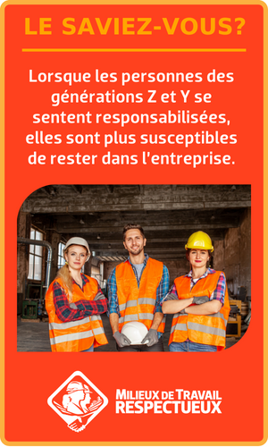 Le saviez-vous? Lorsque les personnes des générations Z et Y se sentent responsabilisées, elles sont plus susceptibles de rester dans l’entreprise.